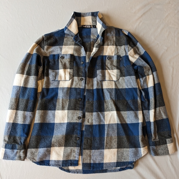 Vans Off The Wall Blue/Grey/White Flannel, Size S - Picture 1 of 16